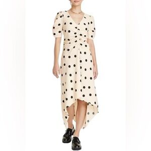 NWT A NEW DAY Women’s Crepe Short Sleeve Midi High Low Polka Dot Dress - Medium